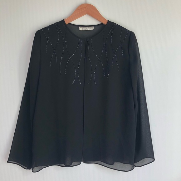 Adrianna Papell beaded sheer lightweight top - Picture 8 of 10